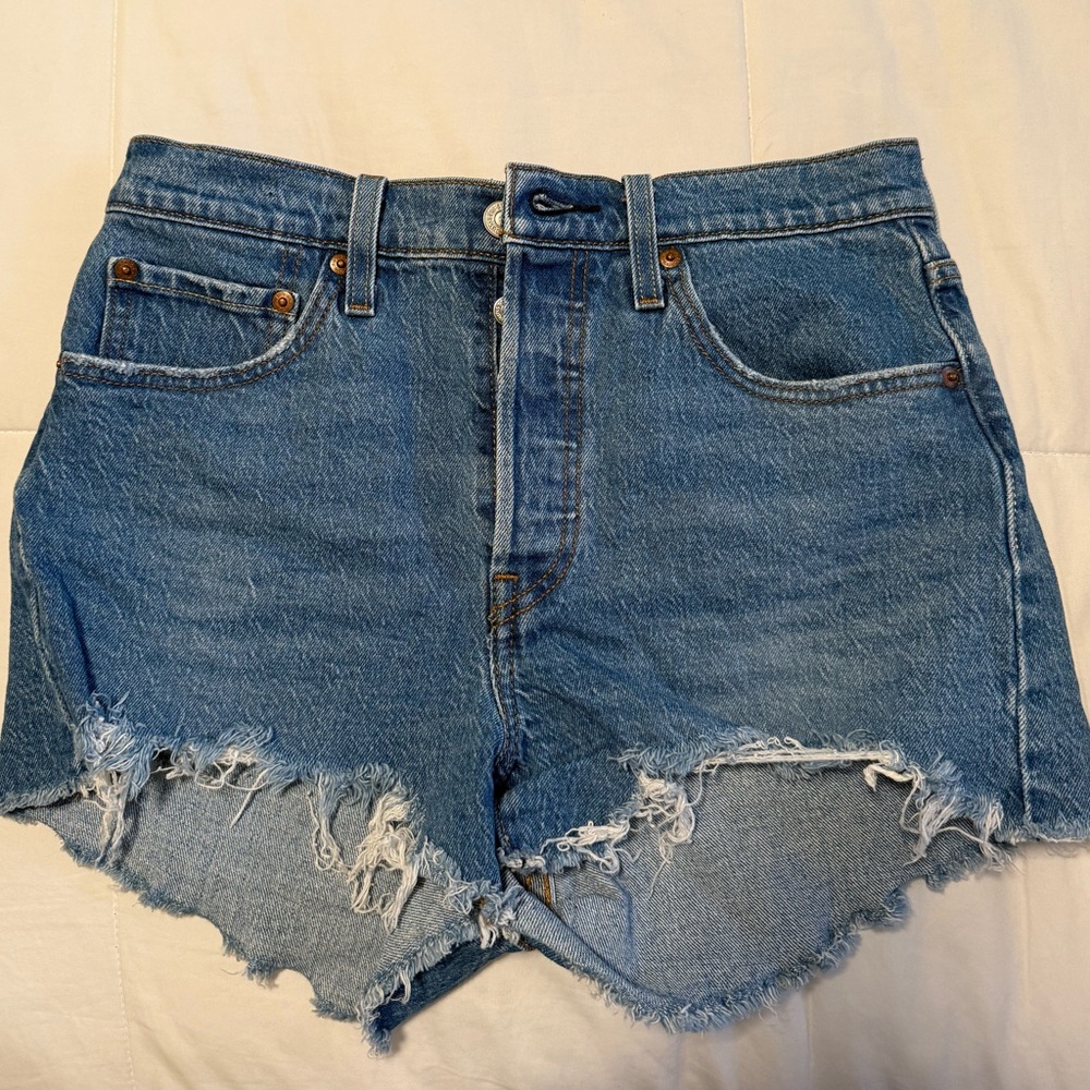 Levi's Blue Jean Shorts Distressed High-Waisted